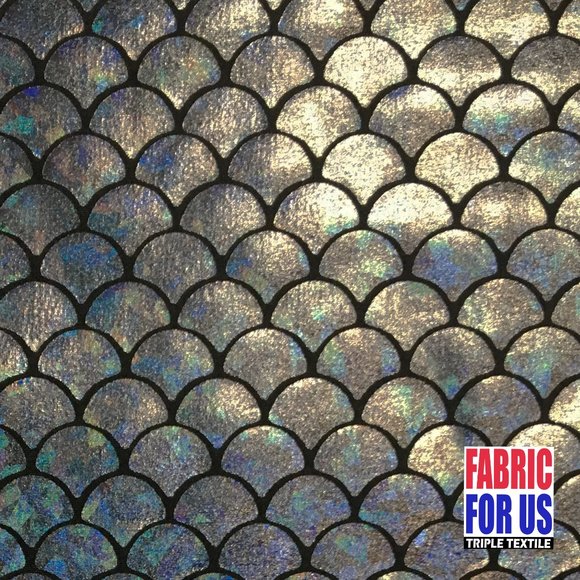 Mermaid / Fish Scale Holographic REFLECTIVE STRETCH Fabric Nylon Spandex 58/60" - Picture 9 of 10